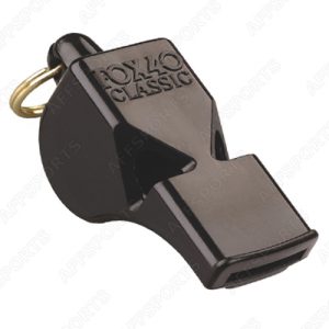 Apito Plástico FOX Classic preto com cordão de pulso