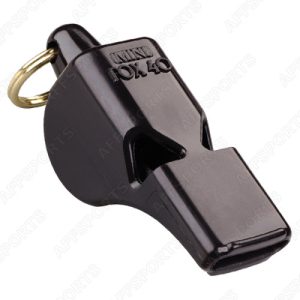 Apito Plástico FOX Mini preto com cordão de pulso