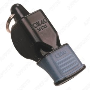 Apito Plástico FOX Mini CMG preto com cordão de pulso