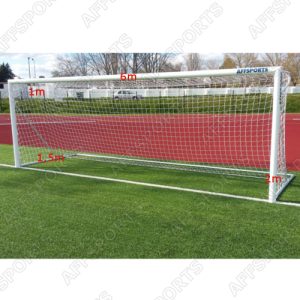 Redes Fut.7 4mm PPHT 12X12cm Ent. 6,00x2,00x1,00/1,50m S/Nós EN 748 Brancas