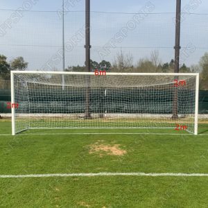 Redes Fut.7 4mm PPHT 12X12cm Ent. 6,00x2,00x2,00/2,00m S/Nós EN 748 Brancas